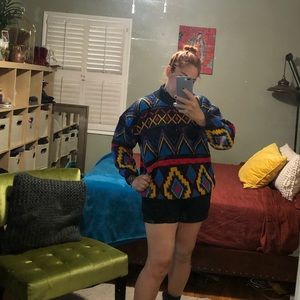 Vintage Jordache black with colorful abstract  sweater